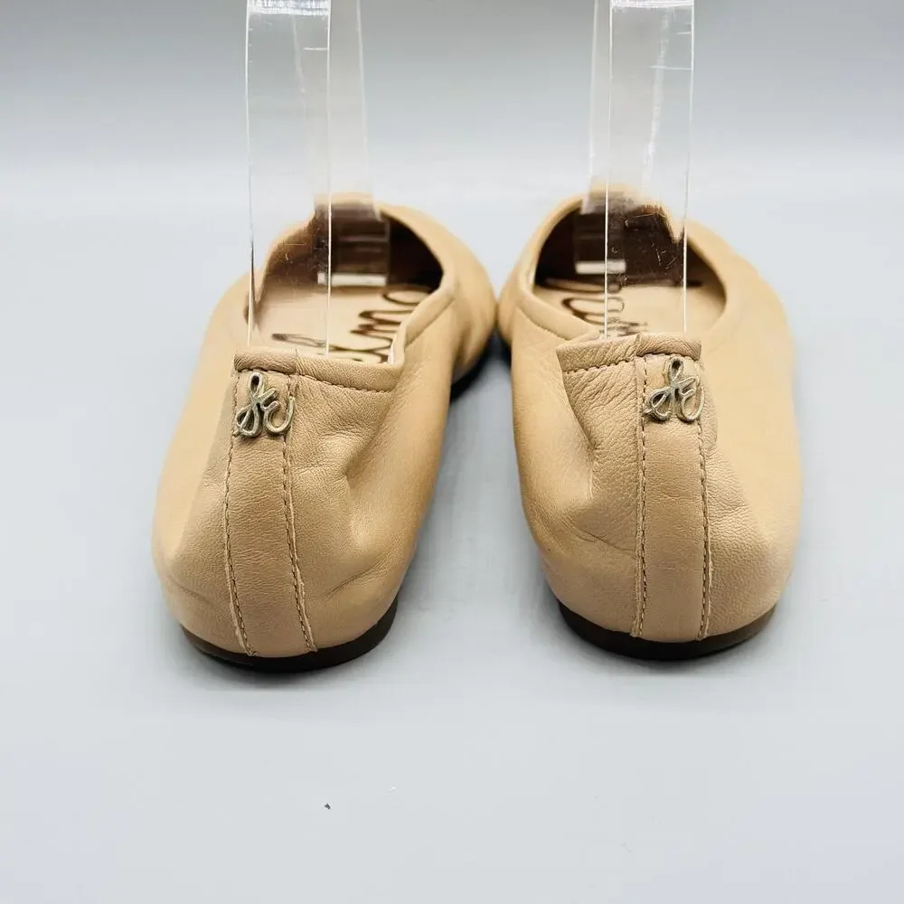 Sam Edelman Shoes Womens 6.5 Beige Leather Ballet Flats Comfort Classic Slip On - Picture 6 of 12